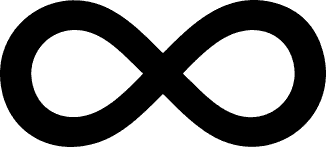 Black infinity symbol on a white background
